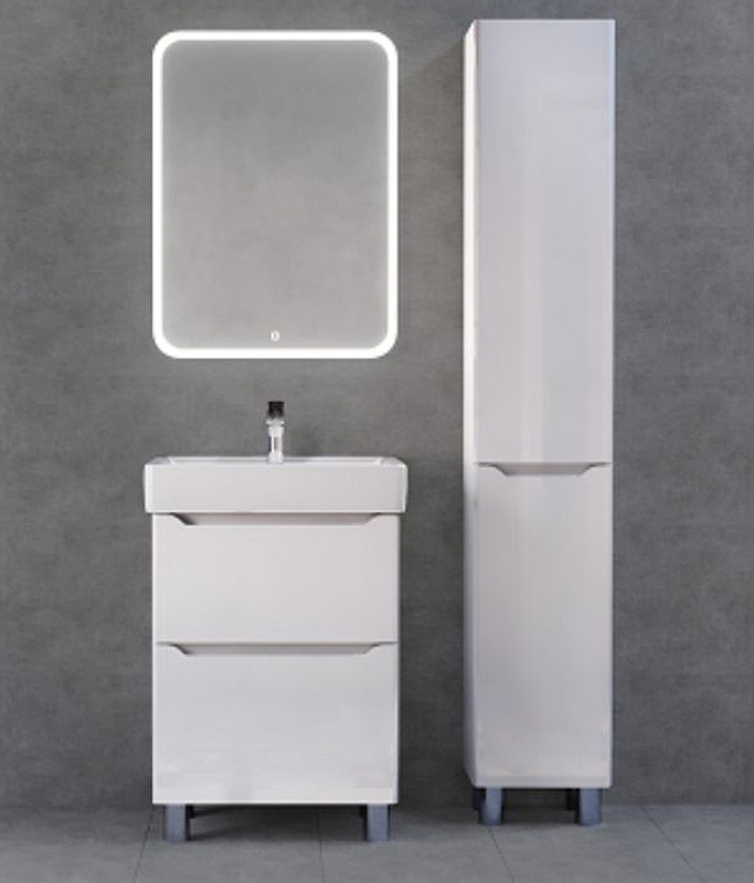 Зеркальный шкаф Jorno Briz 50 см с подсветкой, Bri.03.50/W