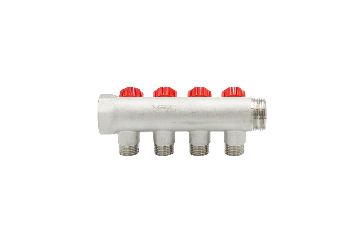 Коллектор VRT 1"x1/2", с регулировочными вентилями, 4 выхода 524075
