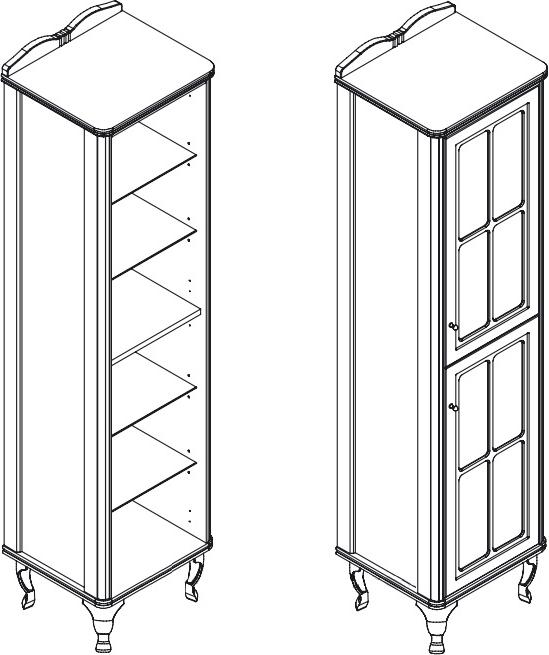 Шкаф пенал Caprigo Borgo 40 см 33450R-B136 blue, R