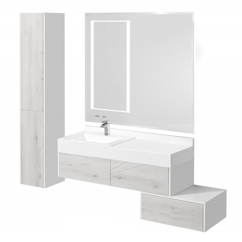 Мебель для ванной Акватон Сакура 120 см, ольха наварра, белый глянец