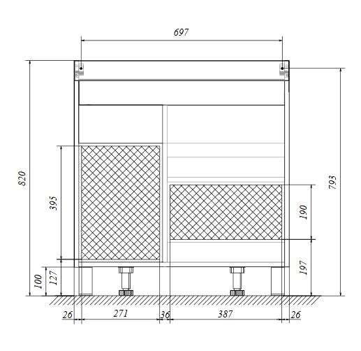 Мебель для ванной 1MarKa Cube 75 см, 2 ящика, белый