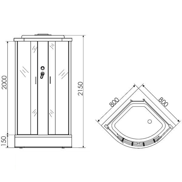 Душевая кабина Erlit Comfort ER3508P-C4 80x80 см