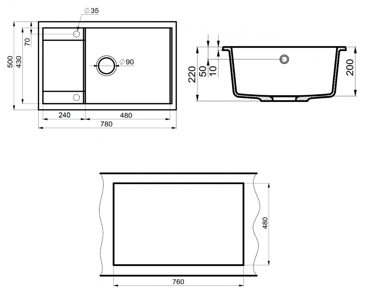 Кухонная мойка Point Велета PN3002AL 78 см серый