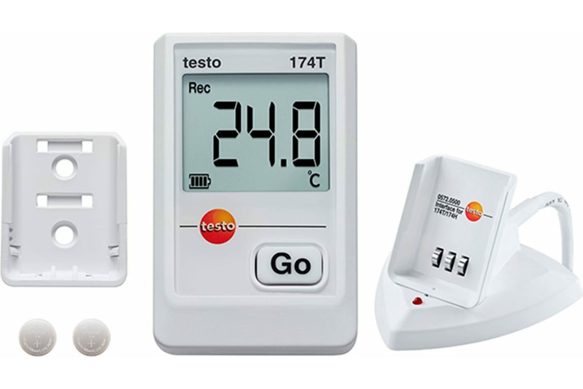 Логгер данных температуры Testo 174 T 0572 0561П с USB-интерфейсом, с поверкой, комплект 00-00311486