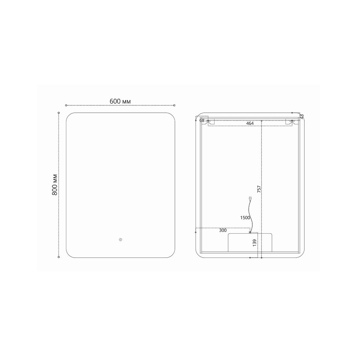 Зеркало Vincea VLM-3BE600 60x80 см, сенсорный выключатель и диммер