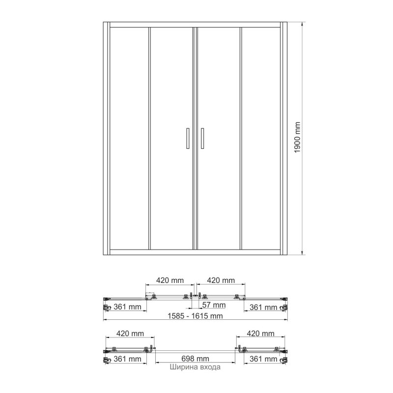 Душевая дверь WasserKRAFT Lippe 45S45 160x190