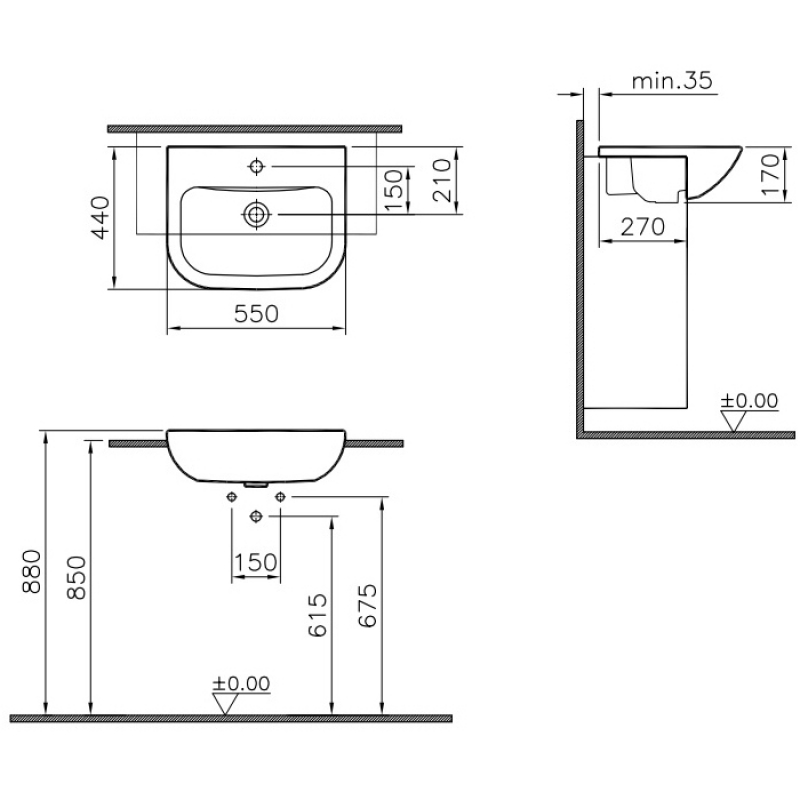 Раковина VitrA S20 55 5524B003-0001