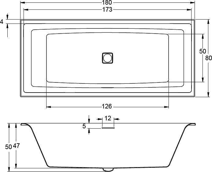 Акриловая ванна Riho Still Square Led 180x80 см с подсветкой, подголовник вправо