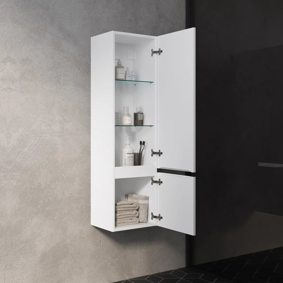 Шкаф пенал AQUAme S1 33 см белый глянец AQM9001WH