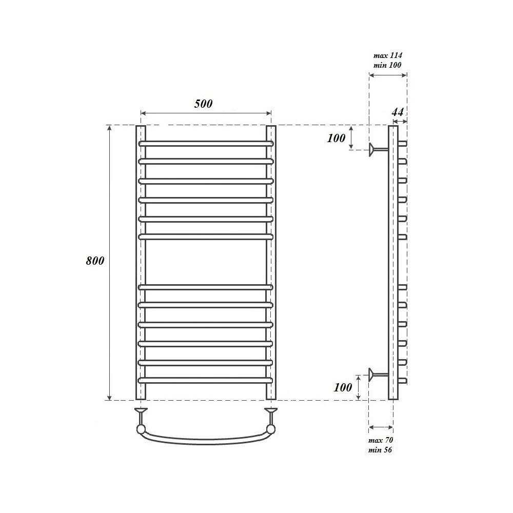 Полотенцесушитель электрический Point PN05158SE П12 50x80 хром