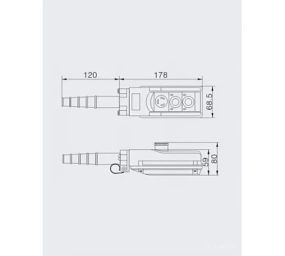 Пульт управления OCALIFT 2 кнопки, 1 скорость, стоп ключ старт, IP55 TNHA1-61