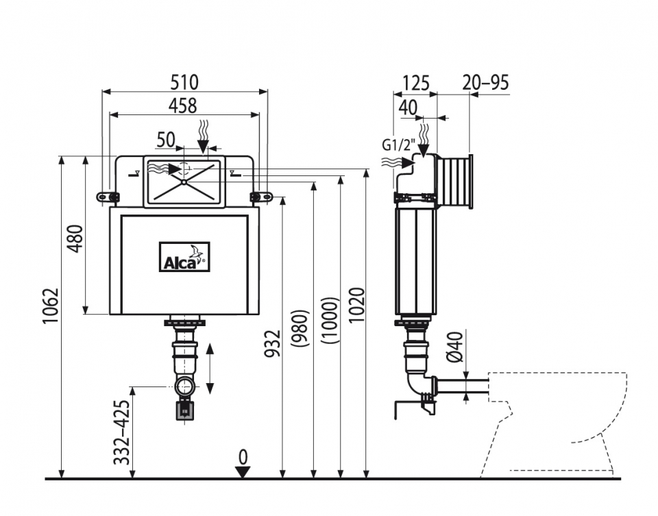 Смывной бачок скрытого монтажа AlcaPlast Basicmodul AM112