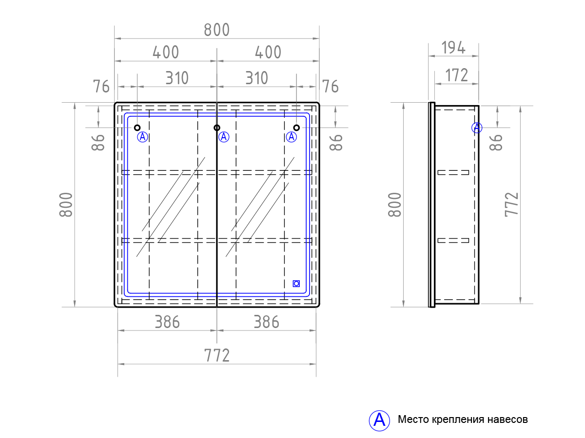 Зеркальный шкаф Vigo Geometry 80 см zsh.GEO.80.El