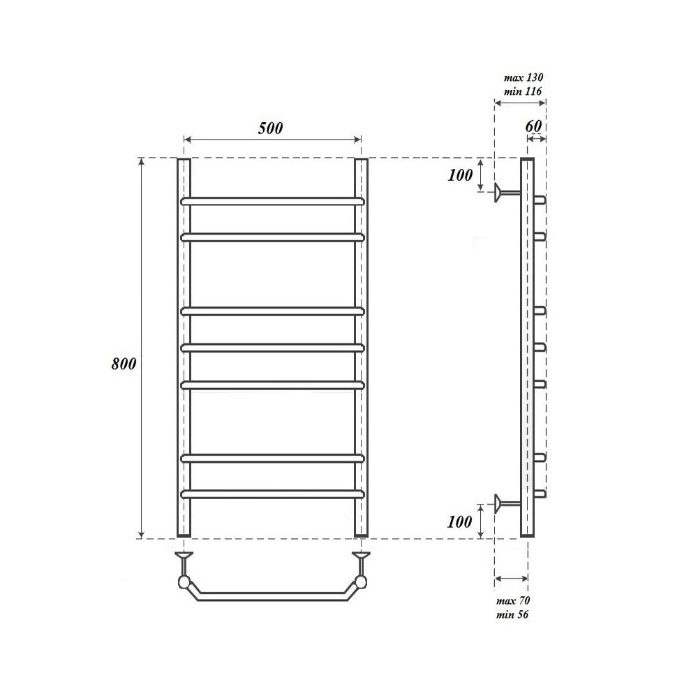 Полотенцесушитель водяной Point PN07158 П7 50x80, хром