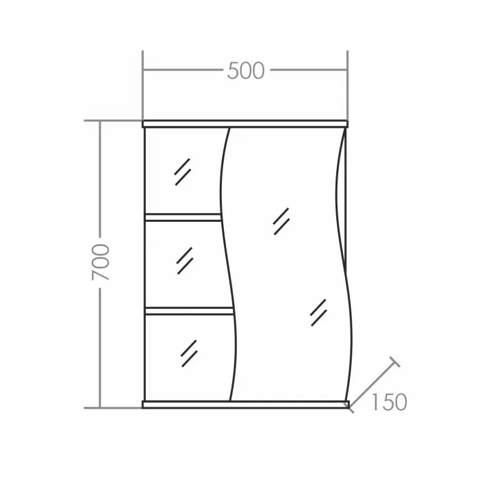 Зеркальный шкаф Санта Волна 101006 50 см, правый