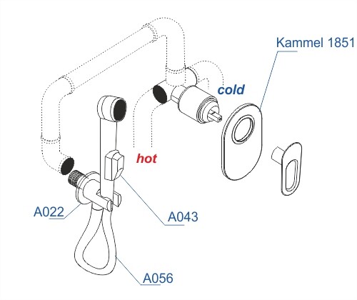 Смеситель для биде WasserKRAFT Kammel A111857 со шлангом 100 см