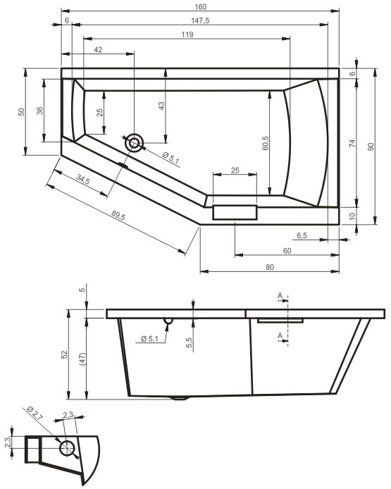 Акриловая ванна Riho Geta 160x90 R B029001005