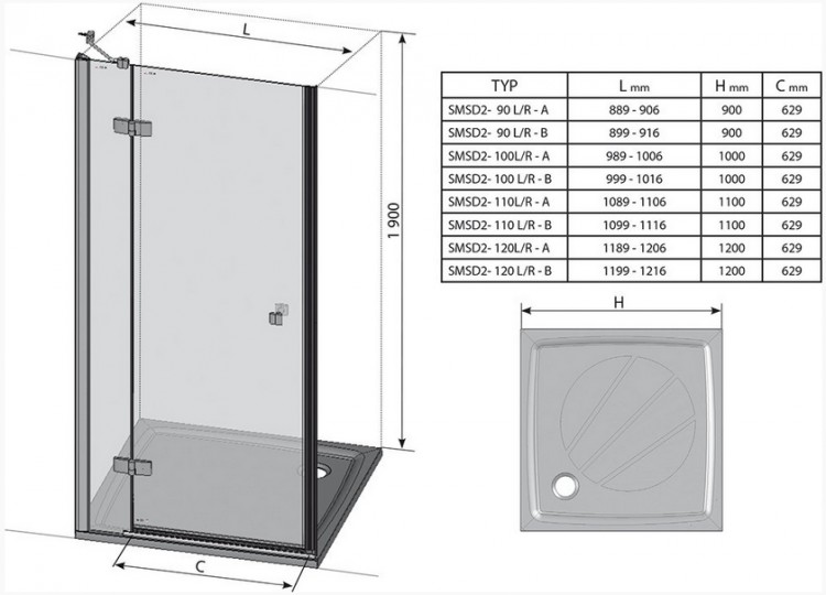 Душевая дверь Ravak Smartline SMSD2-100 А-L