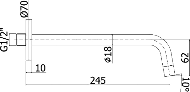 Излив для ванны Paffoni Light ZBOC046CR 24.5 см, хром