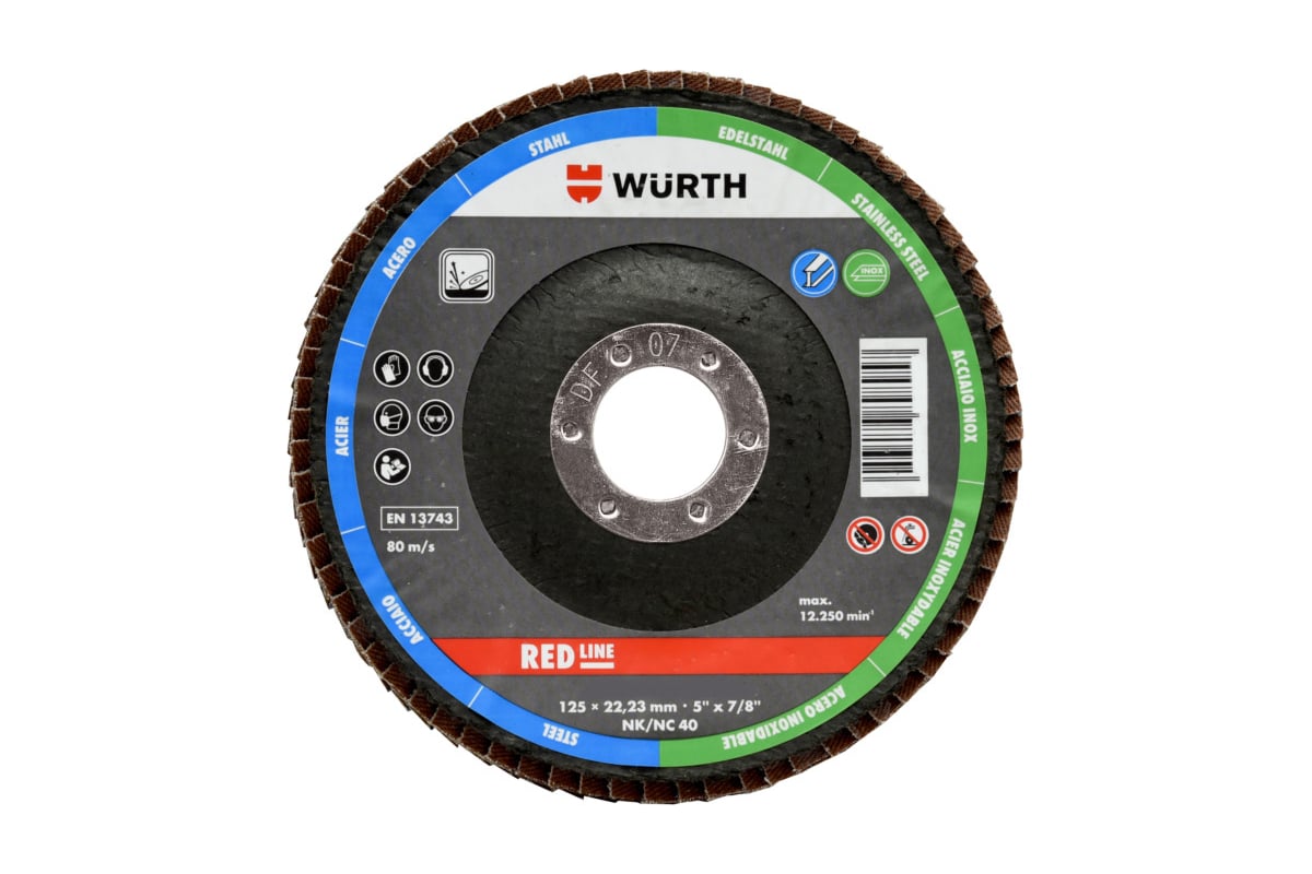 Диск ламельный лепестковый корунд Red Line изогнутый NC120 125x22.2 мм Wurth 0579580321961 10