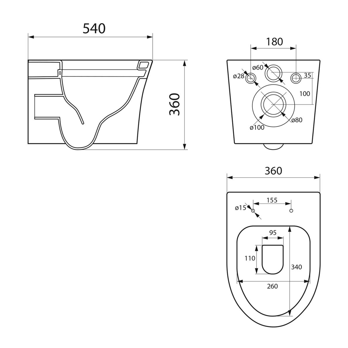 Подвесной унитаз Point Вега PN41711GM с сиденьем микролифт, матовый серый