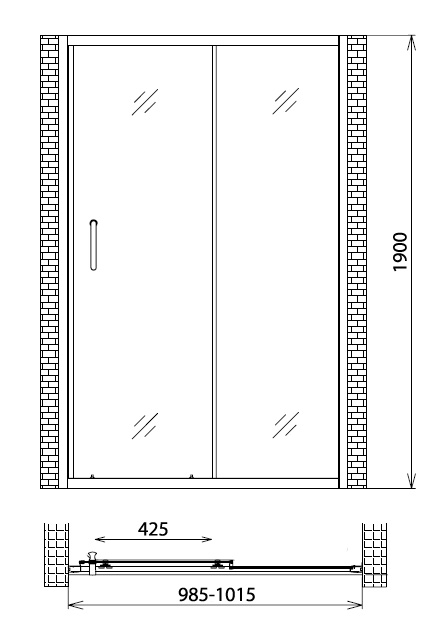 Душевая дверь Gemy Victoria S30191HM 100x190 матовое стекло, хром