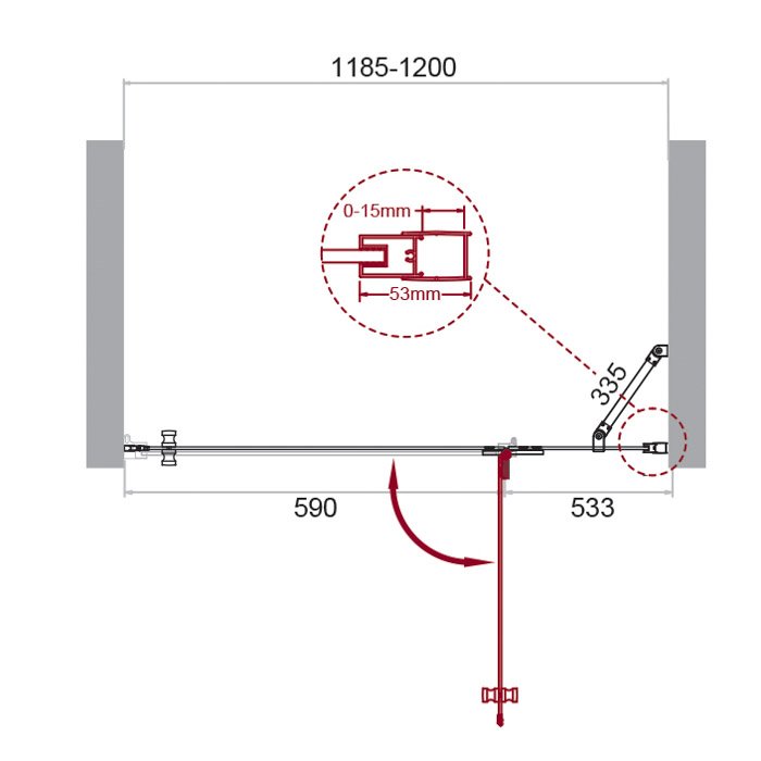 Душевая дверь BelBagno KRAFT-B-12-60/60-C-Cr-R 120x195 прозрачная, правая