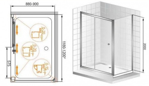 Душевой уголок Cezares Anima 120x90 ANIMA-W-AH-1-120/90-C-Cr прозрачный