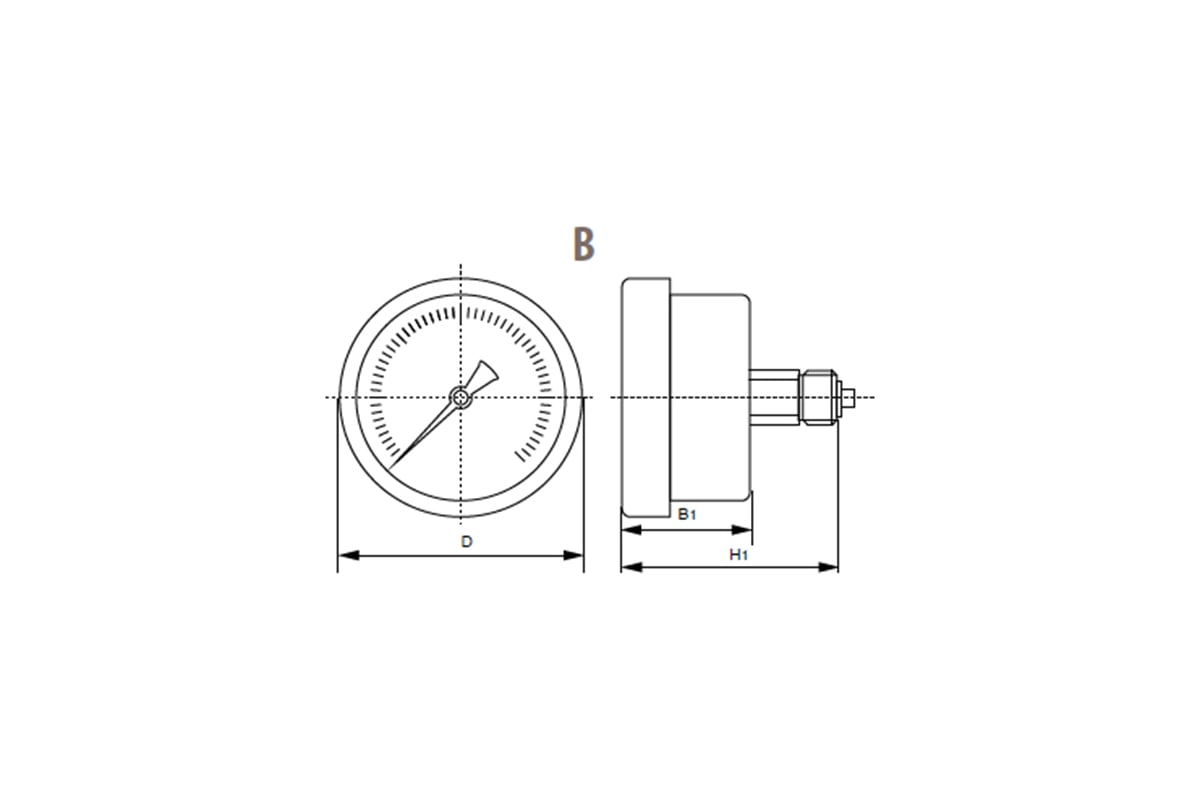 Манометр от 0 до 10 бар (1mPa), D100 мм, NPT 1/2", подсоединение сзади по центру A-Flow G10-C-8N-100B-10bar/1mPa
