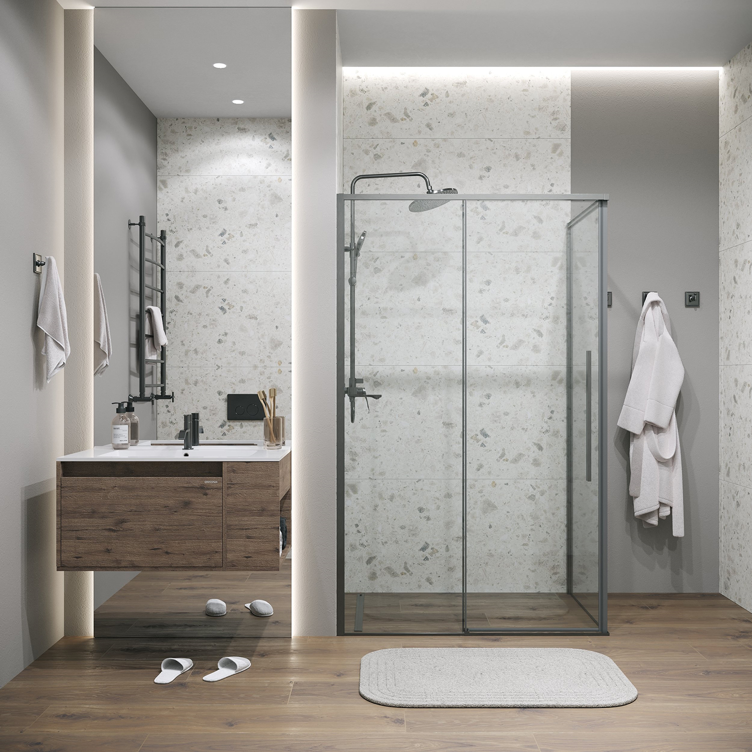 Душевой уголок Grossman Galaxy 120.K33.01.1490.42.00 140x90 прозрачный, графит сатин