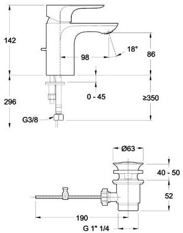 Смеситель для раковины Jacob Delafon Aleo E72275-4-CP