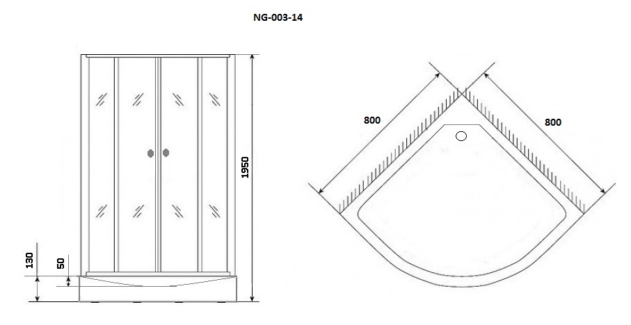 Душевой уголок Niagara NG- 003-14BLACK 80x80 с рисунком, черный