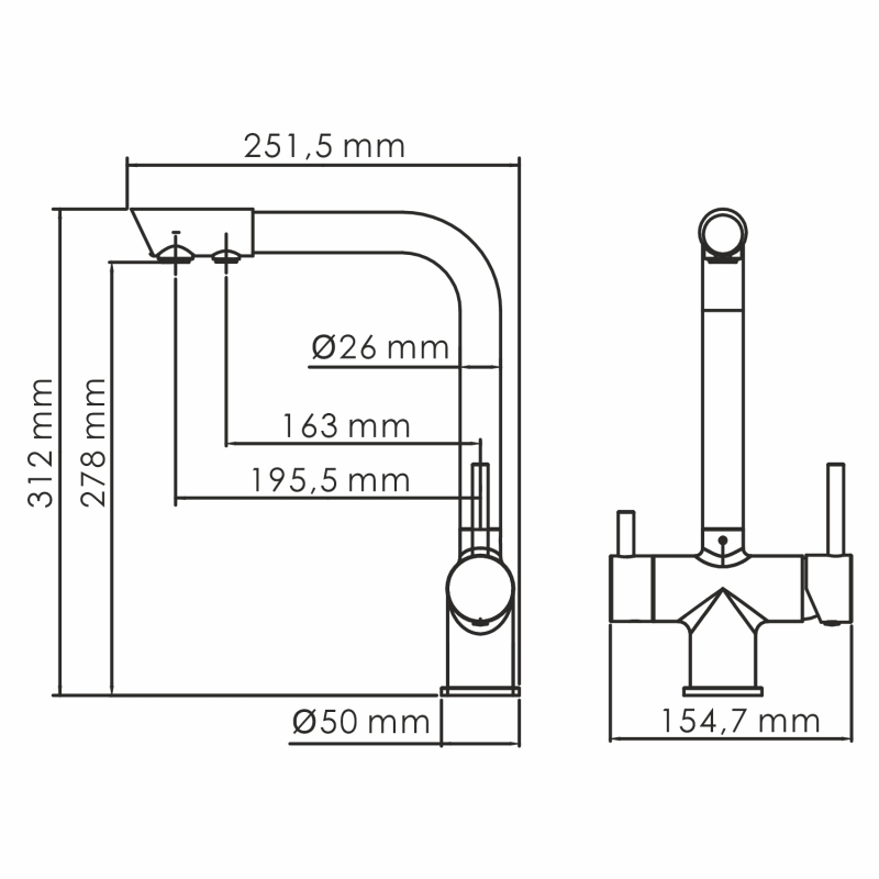 Смеситель для кухни WasserKRAFT A8317 под фильтр, хром