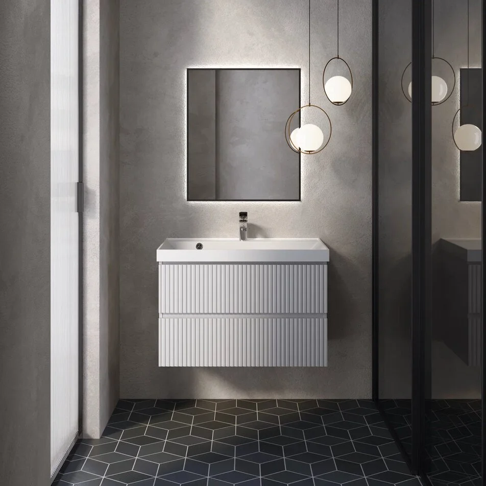 Тумба с раковиной AQUAme S1 80 см белый глянец