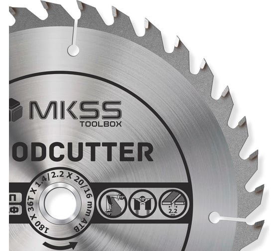 Диск пильный по дереву MKSS Toolbox Woodcutter WC1800 180x36Тх20/16 мм WC18003620