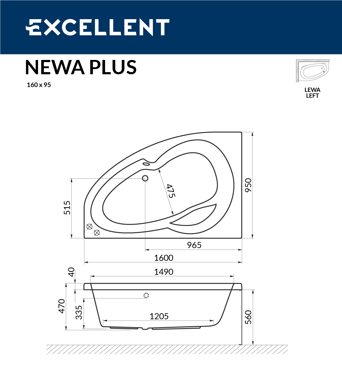 Акриловая ванна Excellent Newa 160x95 L/R