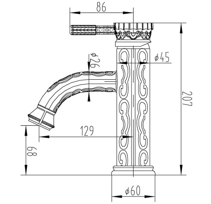 Смеситель для раковины Zorg Antic A 115U-BR бронза