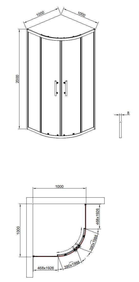 Душевой уголок Timo TPSS-100/03C-8 100x100 прозрачный, черный T47