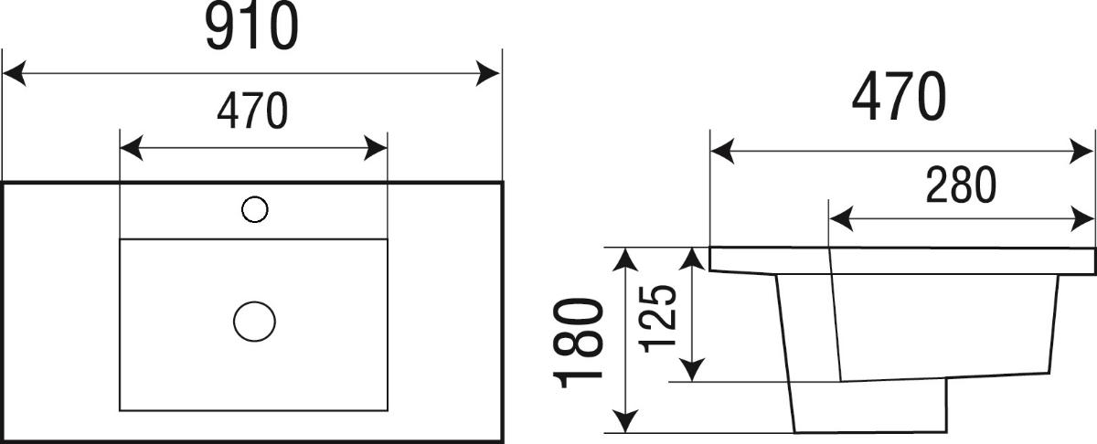 Раковина WeltWasser Deilbach 7506-90 90 см, 10000003903 белый