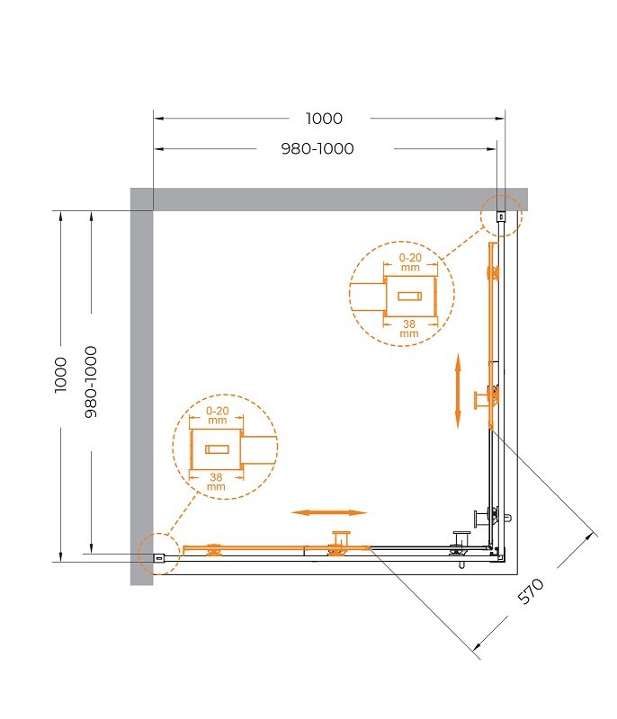 Душевой уголок Cezares Relax 100x100 прозрачный, хром RELAX-304-A-2-100-C-CR