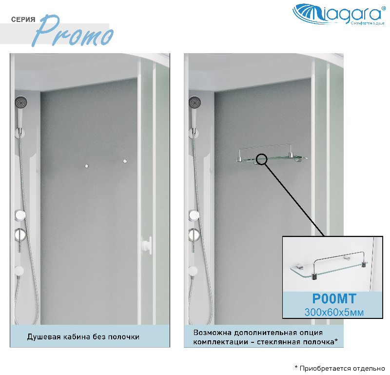 Душевая кабина Niagara Promo P90/26Q/MT 90x90 стекло матовое, без г/м