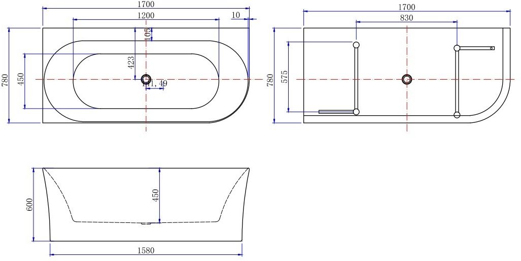 Акриловая ванна Allen Brau Priority 2.31004.20A 170x78 белый глянец, L