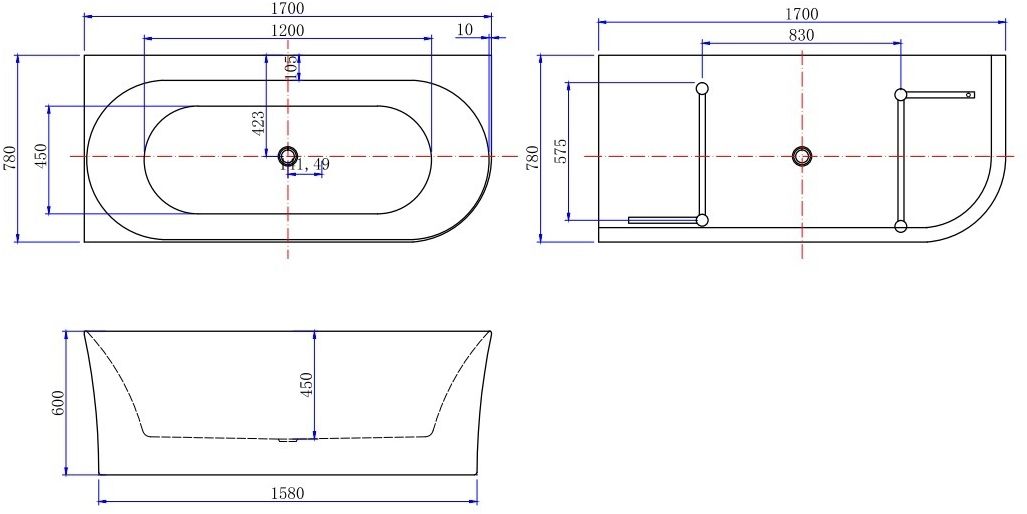 Акриловая ванна Allen Brau Priority 2.31004.20A 170x78 белый глянец, L