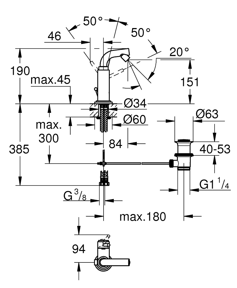 Смеситель для биде Grohe Atrio 7° 32134001