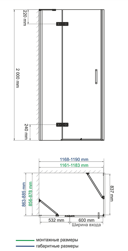 Душевой уголок WasserKRAFT Aller 10H07RBLACK 120x90 правый