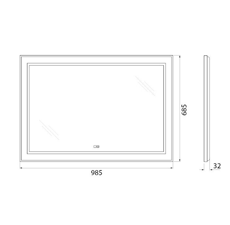 Зеркало BelBagno SPC-KRAFT-985-685-TCH-WARM 100x70 см антипар, сатин в алюминиевой раме