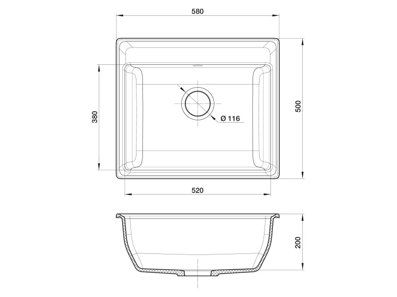 Кухонная мойка GranFest Vertex GF-V-580 58 см, иней