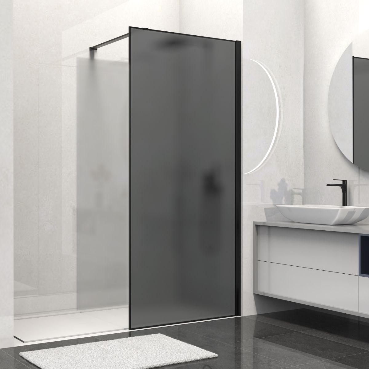 Душевая перегородка Vincea Walk-In VSW-1HS100GFB 100x200 черный матовый, матовое тонированное