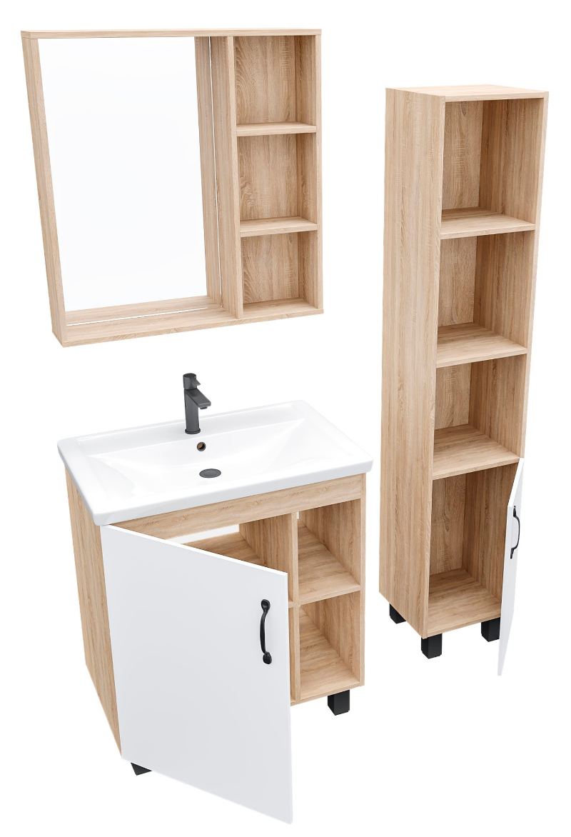 Мебель для ванной Grossman Флай 70 см дуб сонома/белый