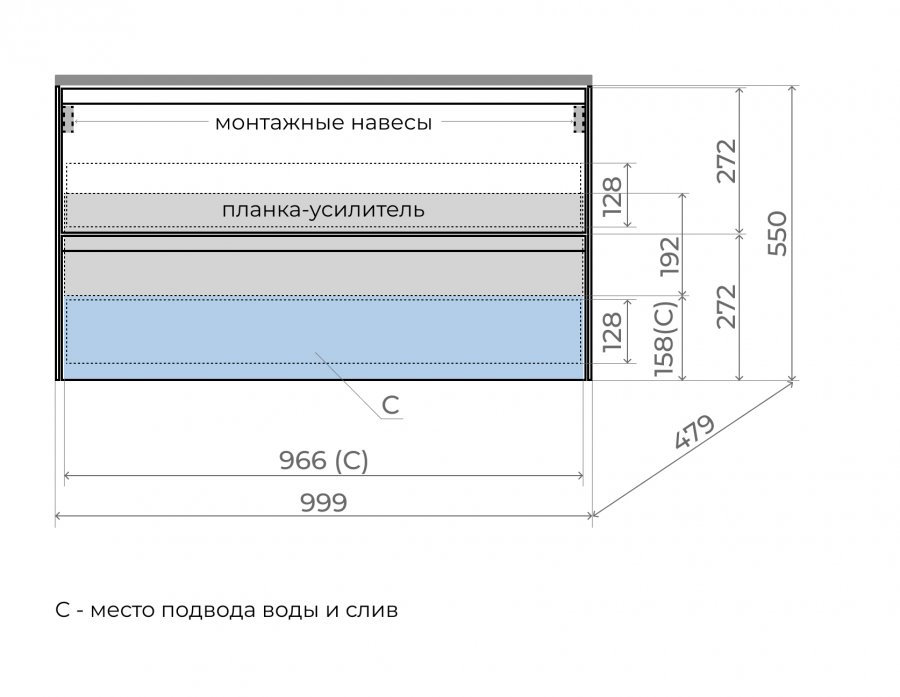 Тумба с раковиной Style Line Лима 100 см графит